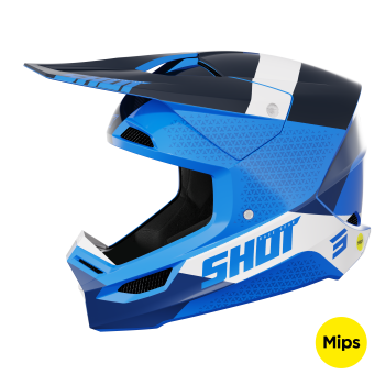 Casque cross enfant Shot moto quad furious kid roll orange blue