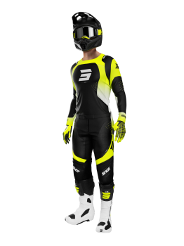 Maillot De Moto SHOT RACE GEAR Reflex Black - Coupe Anatomique, Col Lycra, Taille LG
